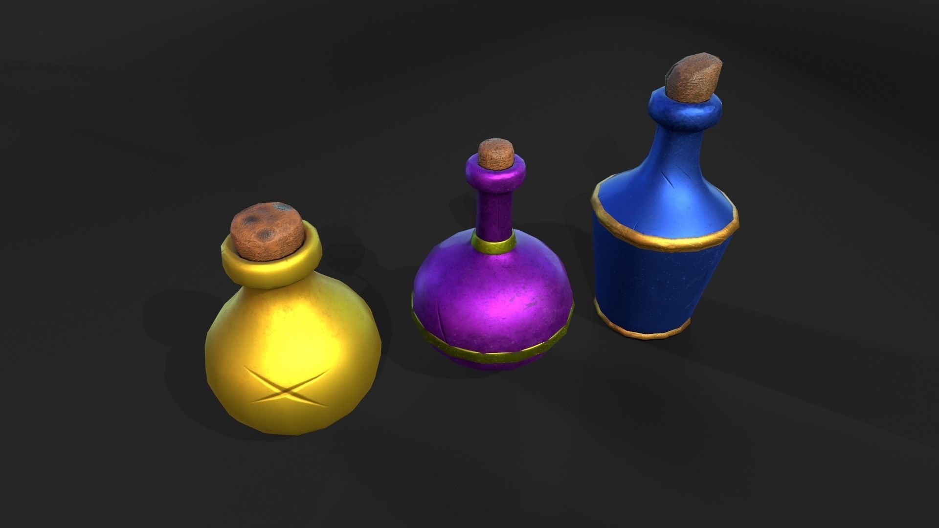 Stylized Alchemist Flasks Low-poly 3D model_2