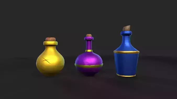 Stylized Alchemist Flasks Low-poly 3D model