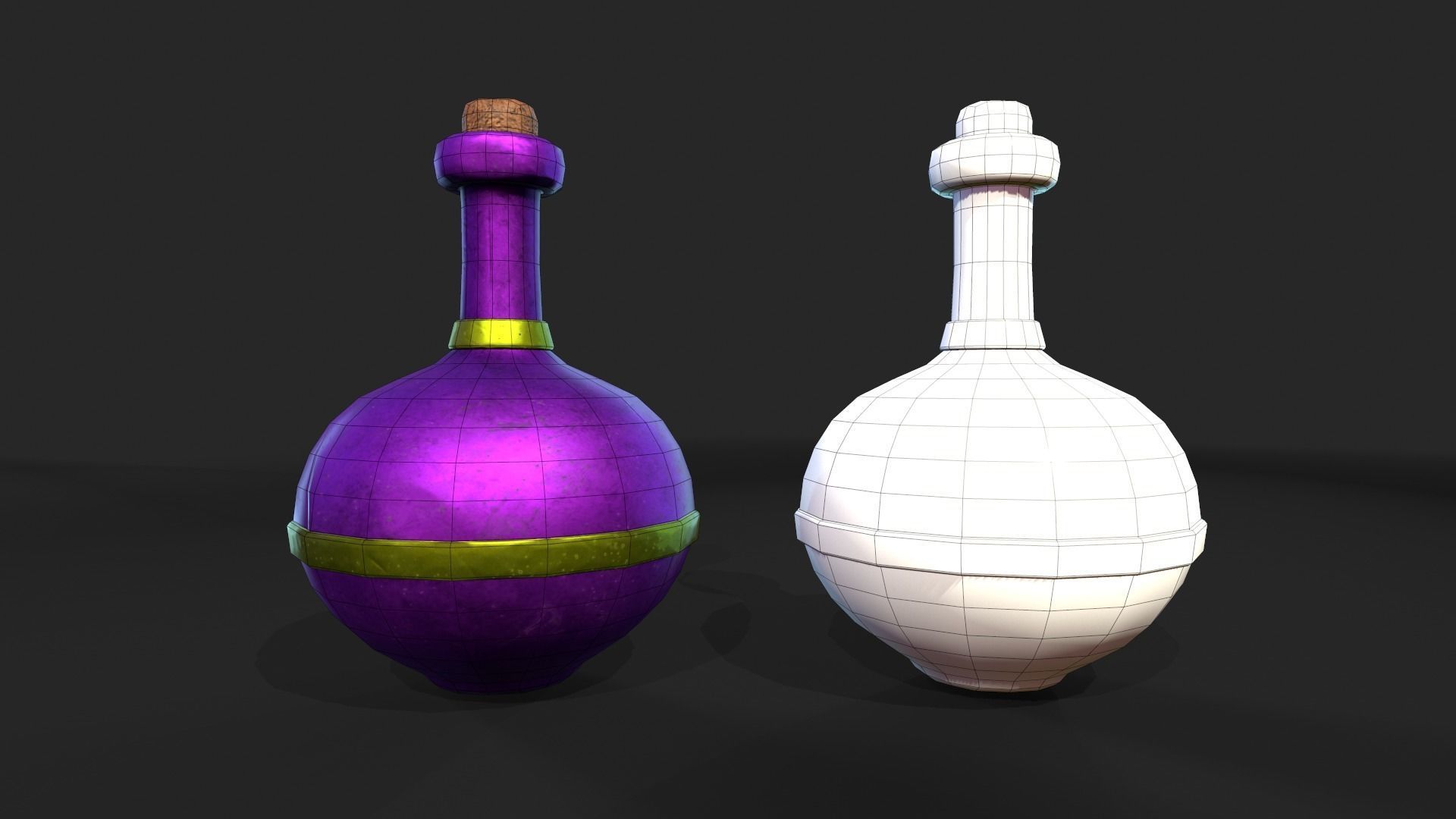 Stylized Alchemist Flasks Low-poly 3D model_4
