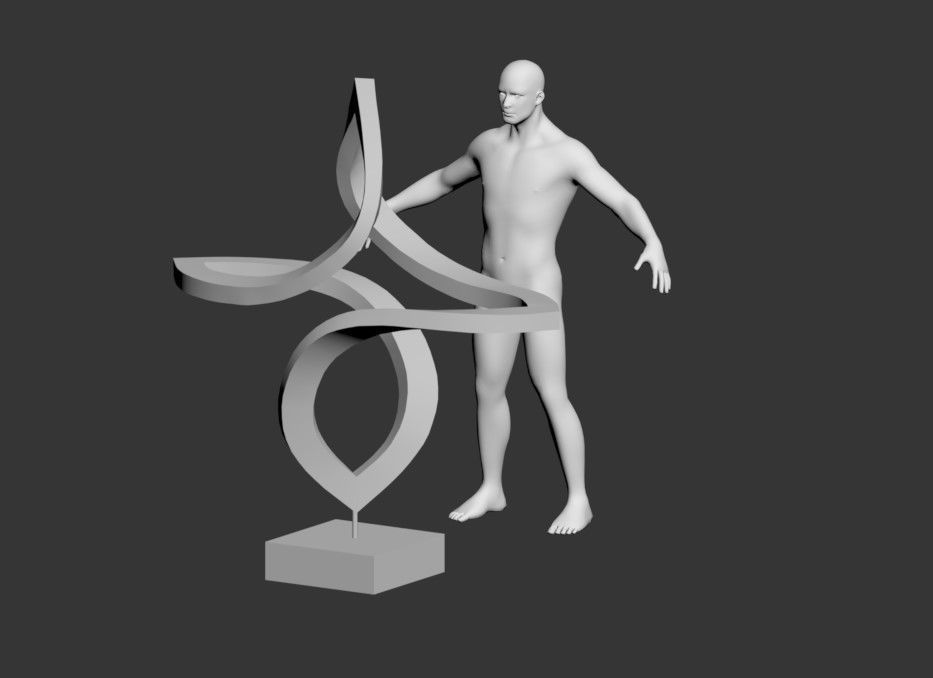 Modern Decorative Abstract Art Sculpture Low-poly 3D model_3