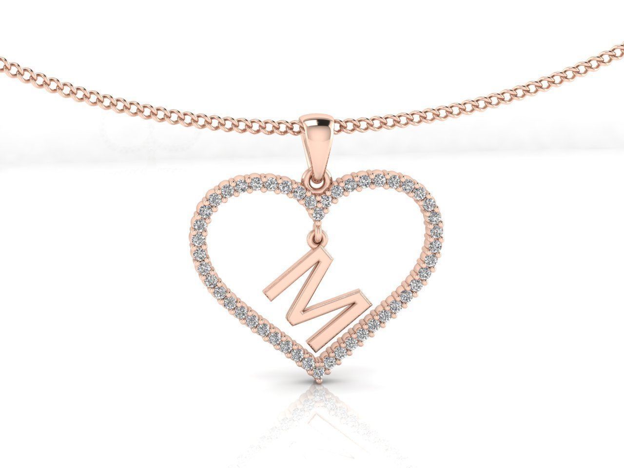 Heart Alphabet M 3D print model_1