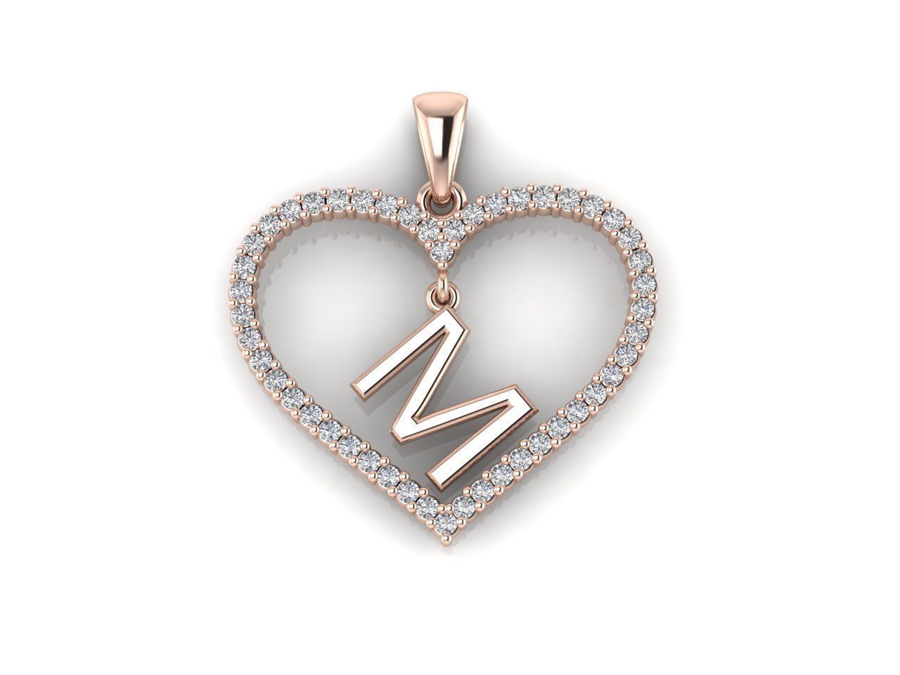 Heart Alphabet M 3D print model_7