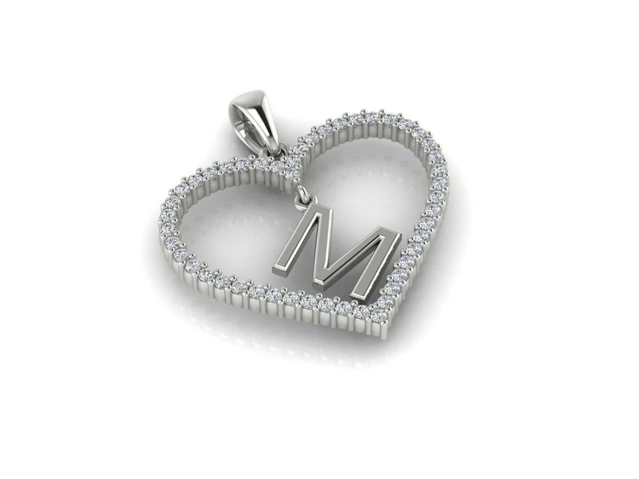Heart Alphabet M 3D print model_5