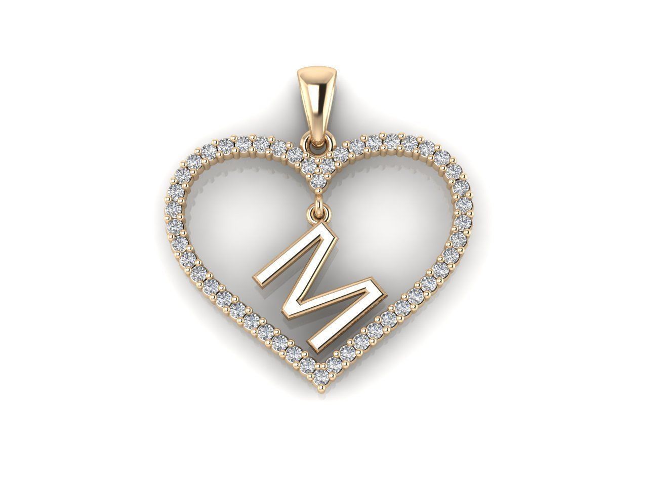 Heart Alphabet M 3D print model_6