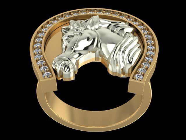 Horseshoe ring 3D print model_2