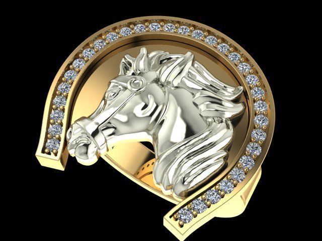 Horseshoe ring 3D print model_3