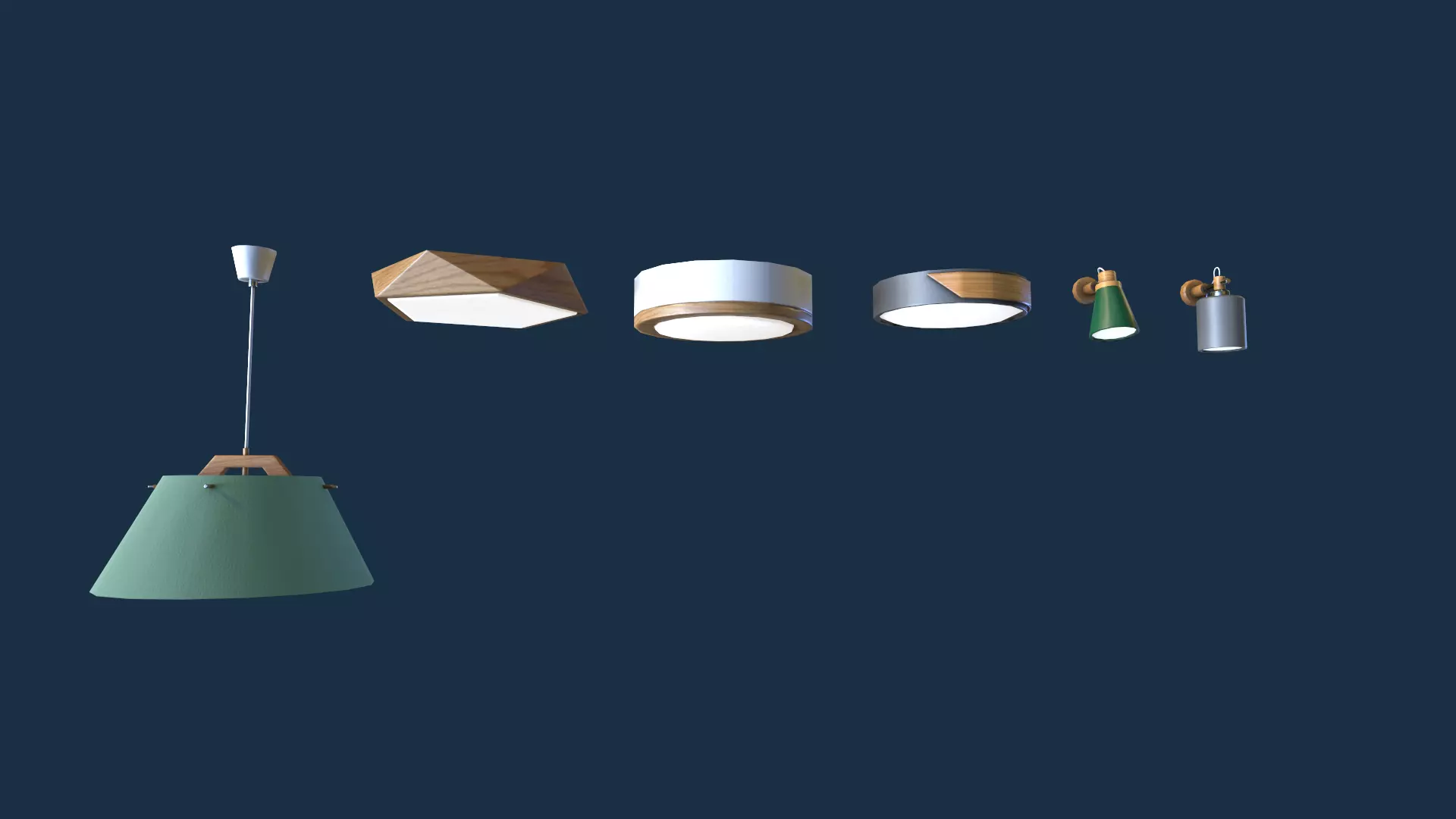 Set Of Lamps Low-poly 3D model_0