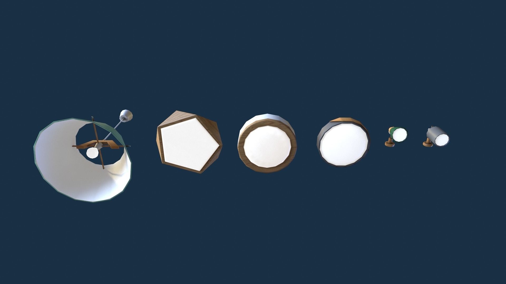 Set Of Lamps Low-poly 3D model_2