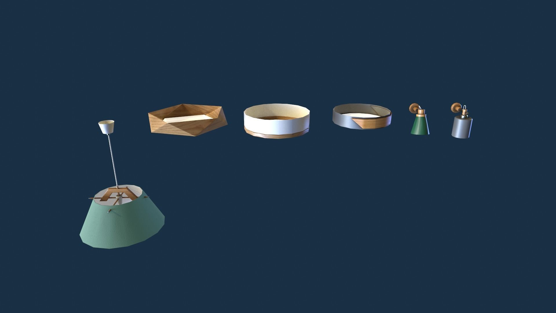 Set Of Lamps Low-poly 3D model_3