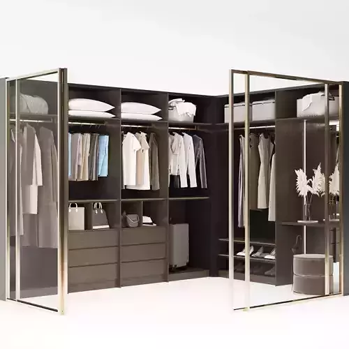 Wardrobe 1 walk in with glass doors