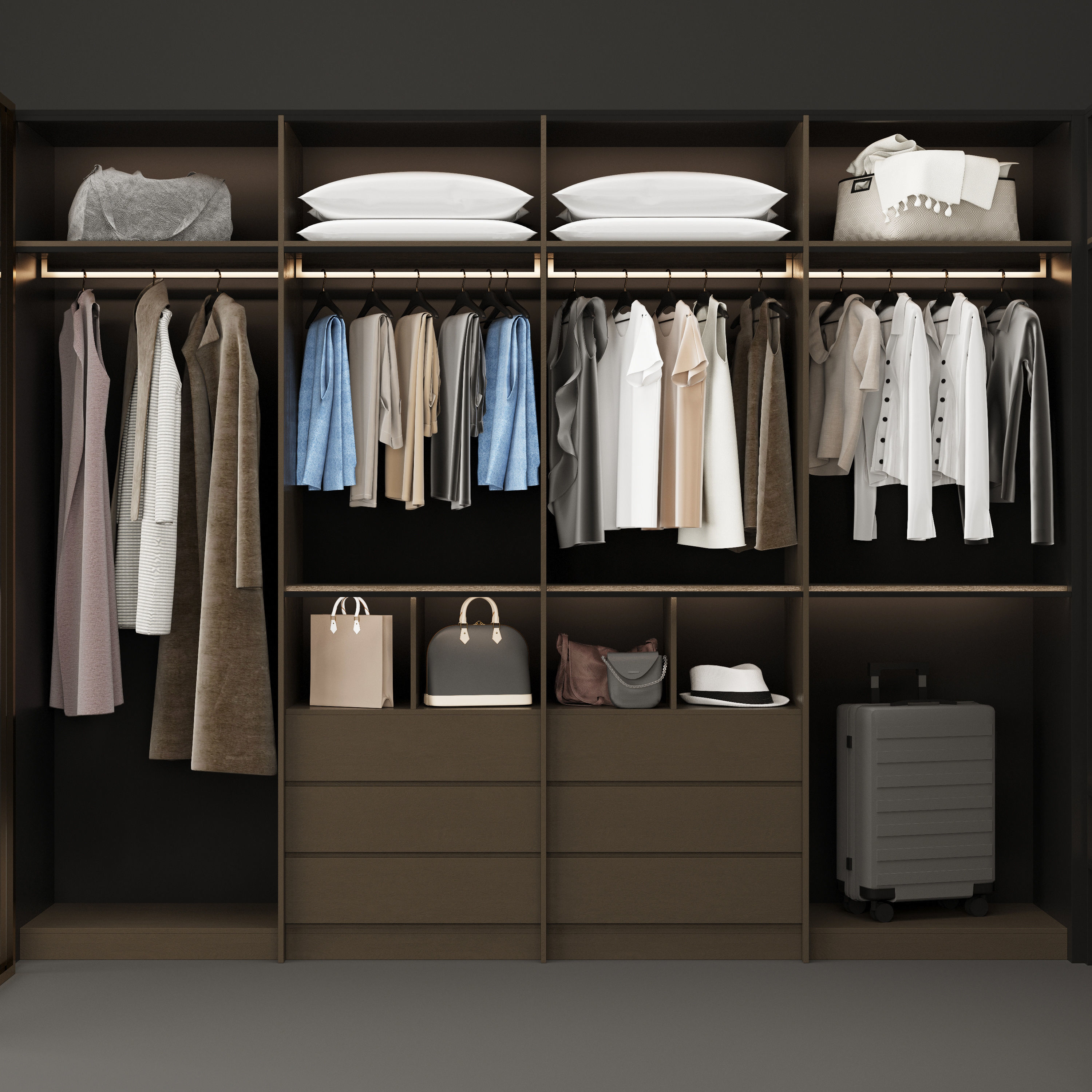 Wardrobe 1 walk in with glass doors 3D model_3