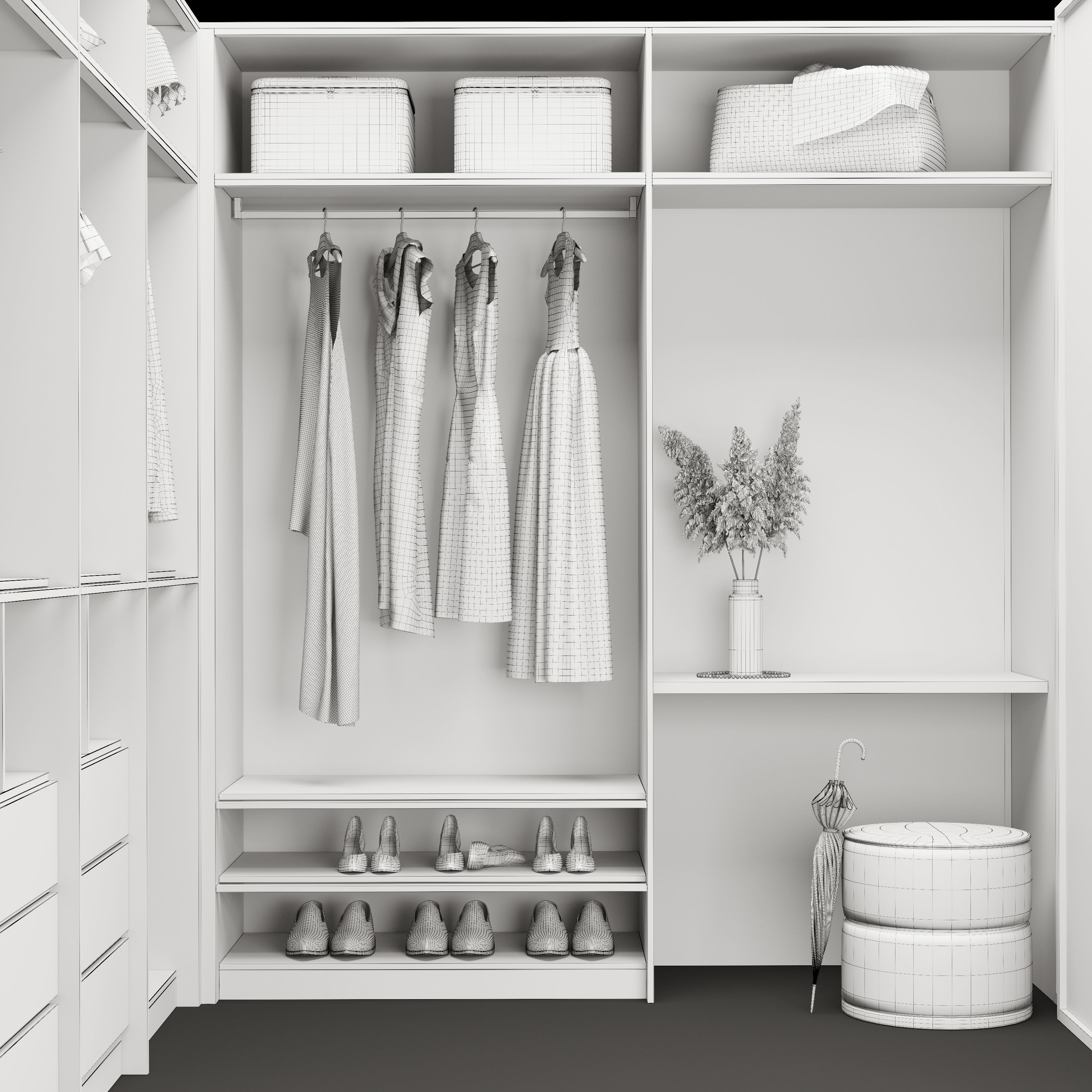 Wardrobe 1 walk in with glass doors 3D model_8