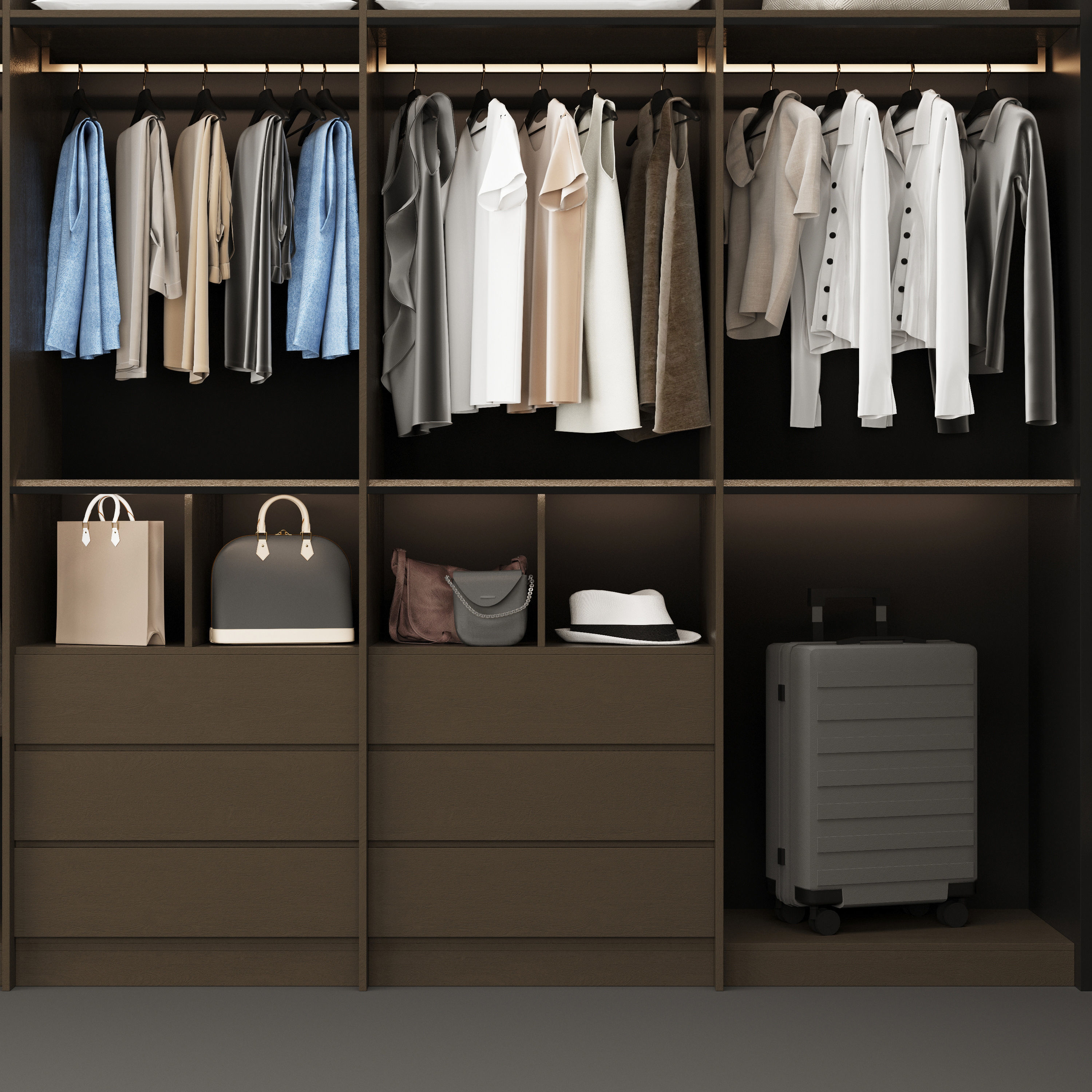 Wardrobe 1 walk in with glass doors 3D model_6