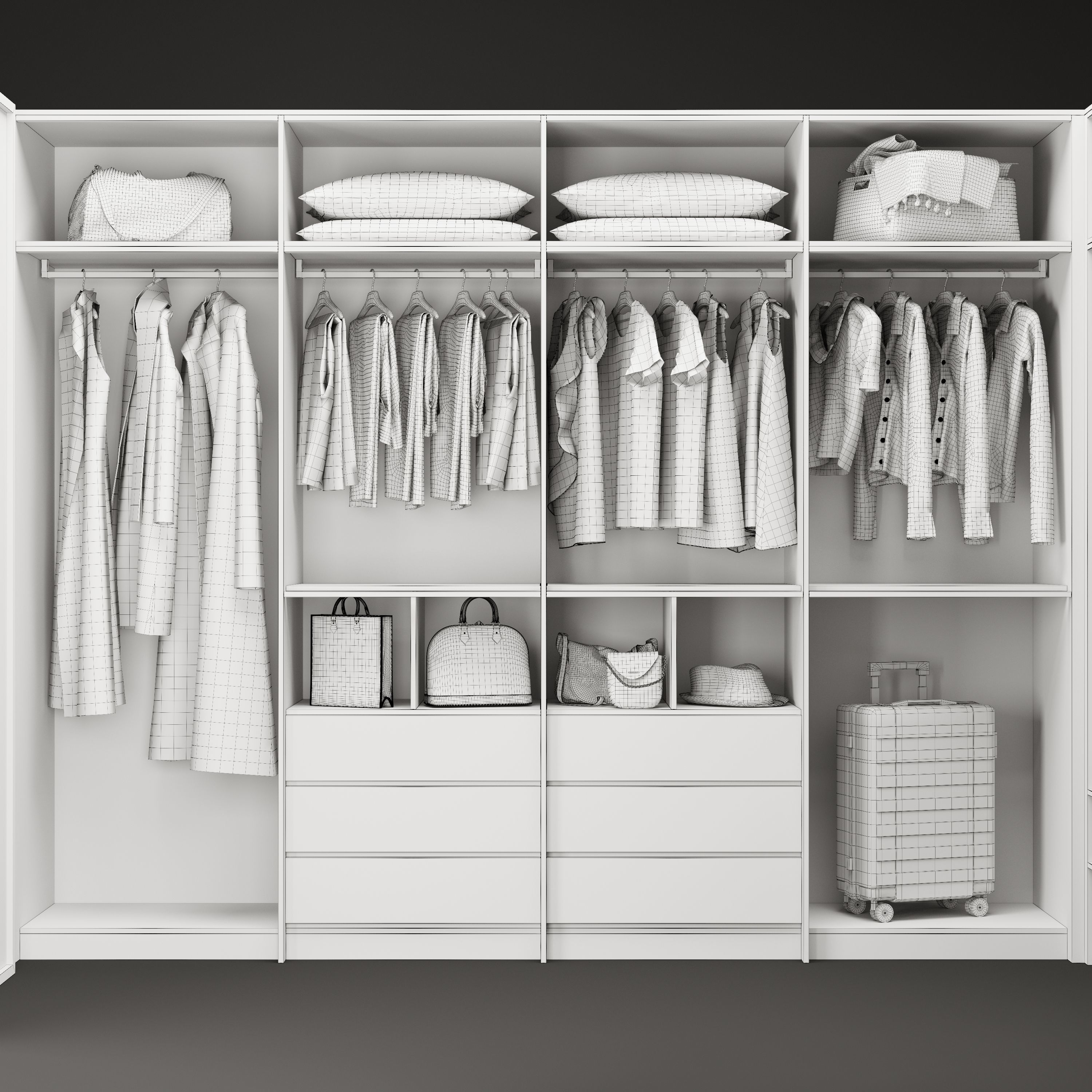 Wardrobe 1 walk in with glass doors 3D model_7