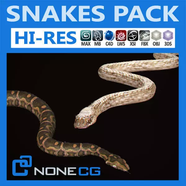 Pack - Snakes 3D model_0