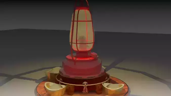 Chinese kerosene with gold ingot 3D model