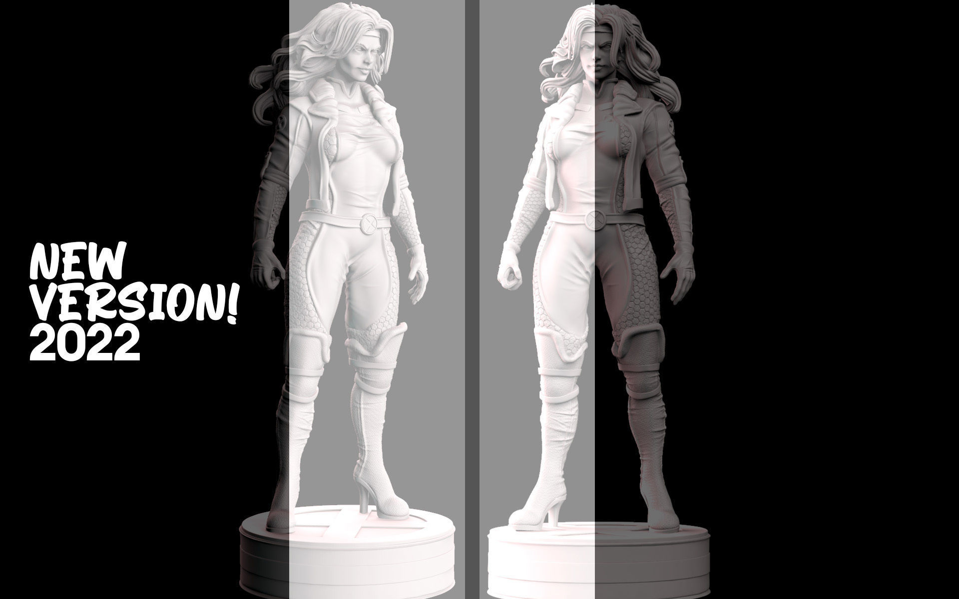 Rogue Xmen Fan Art 2 poses 3D print model_1