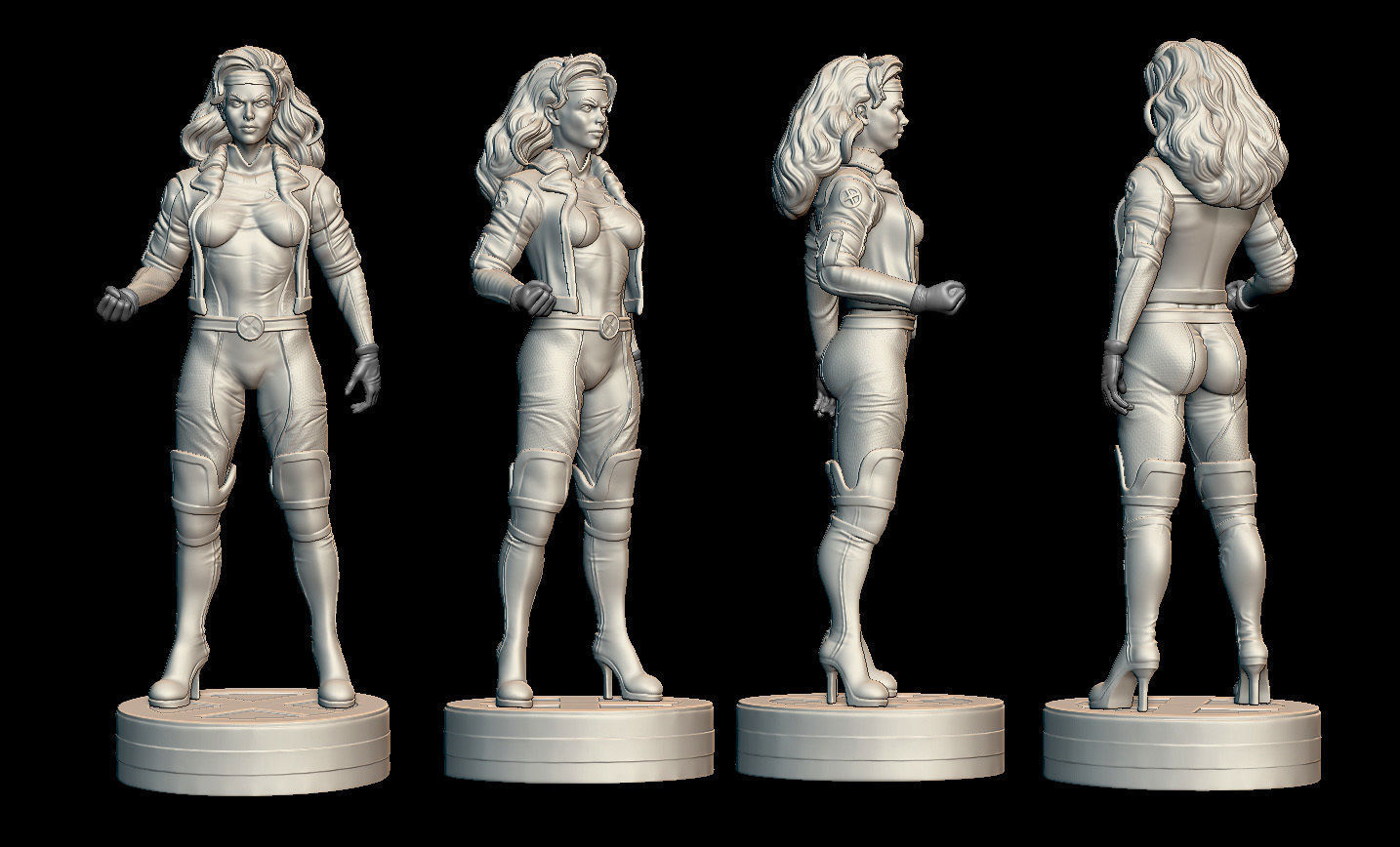 Rogue Xmen Fan Art 2 poses 3D print model_19