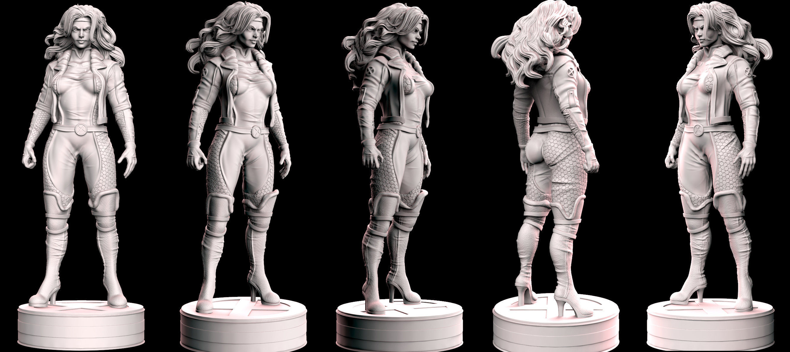 Rogue Xmen Fan Art 2 poses 3D print model_2
