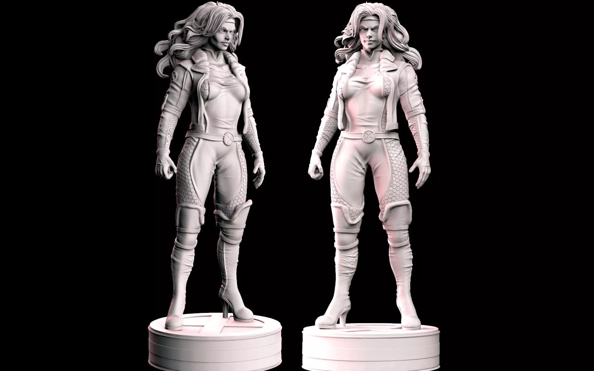 Rogue Xmen Fan Art 2 poses 3D print model_0