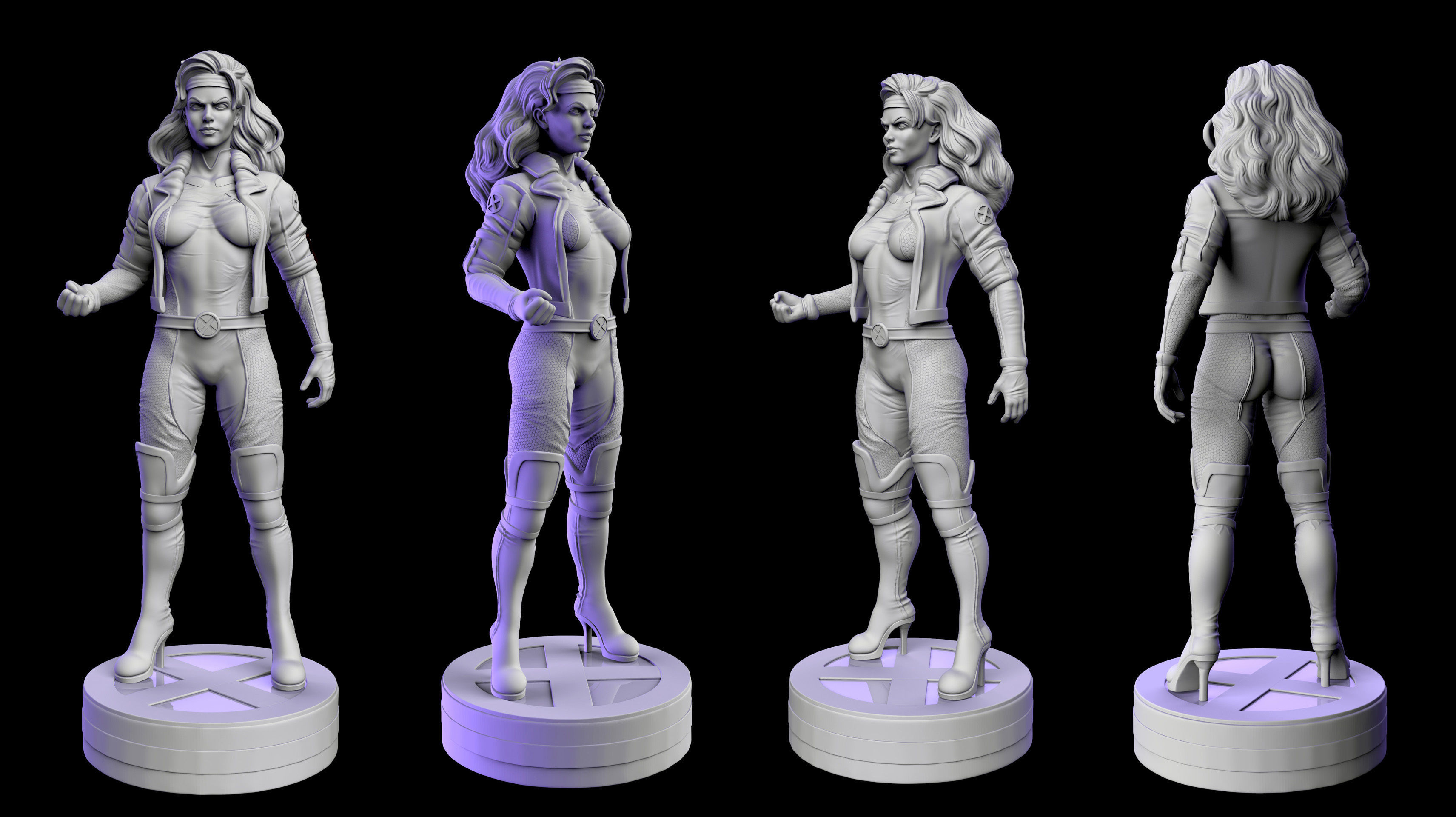 Rogue Xmen Fan Art 2 poses 3D print model_17