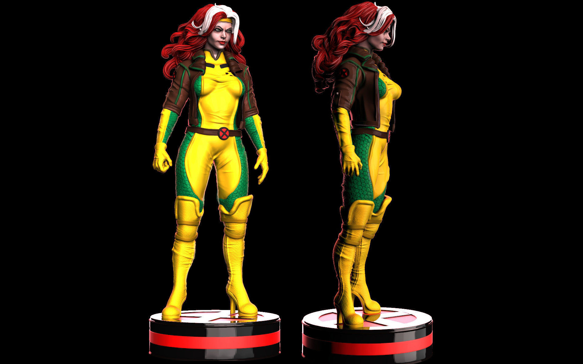Rogue Xmen Fan Art 2 poses 3D print model_3