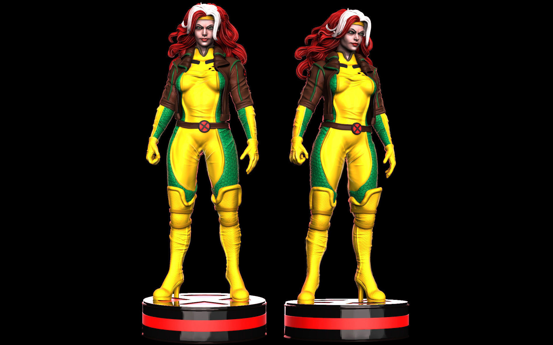 Rogue Xmen Fan Art 2 poses 3D print model_4