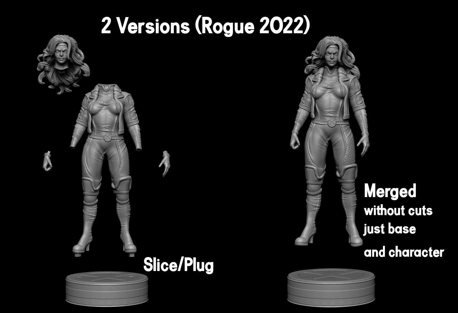 Rogue Xmen Fan Art 2 poses 3D print model_6