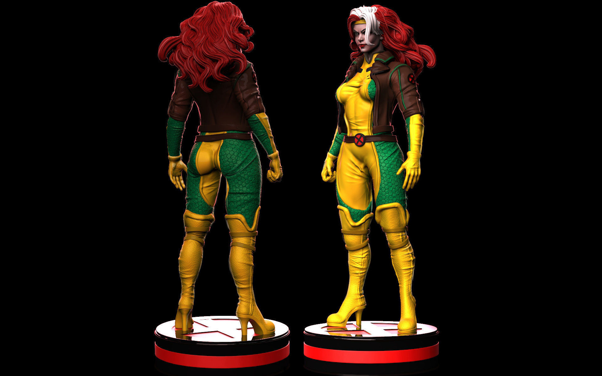 Rogue Xmen Fan Art 2 poses 3D print model_5
