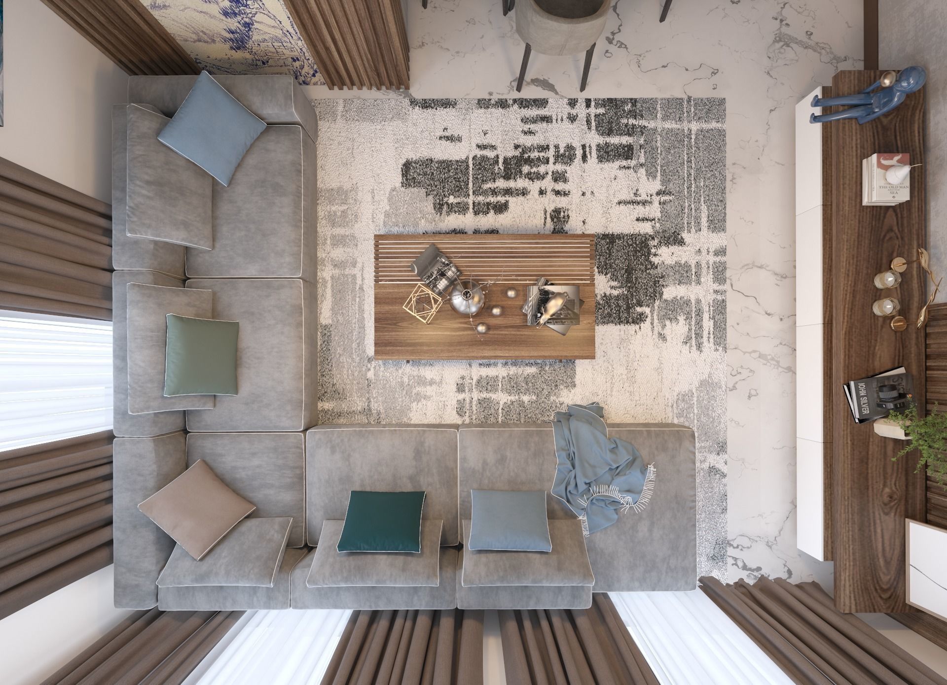 living room Modern style Realistic interior design 3dsmax  vray  3D model_9