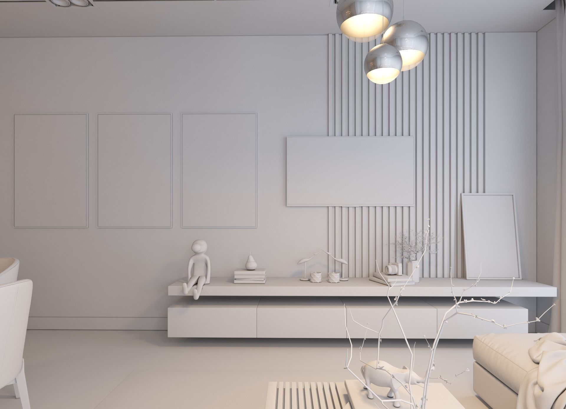 living room Modern style Realistic interior design 3dsmax  vray  3D model_15