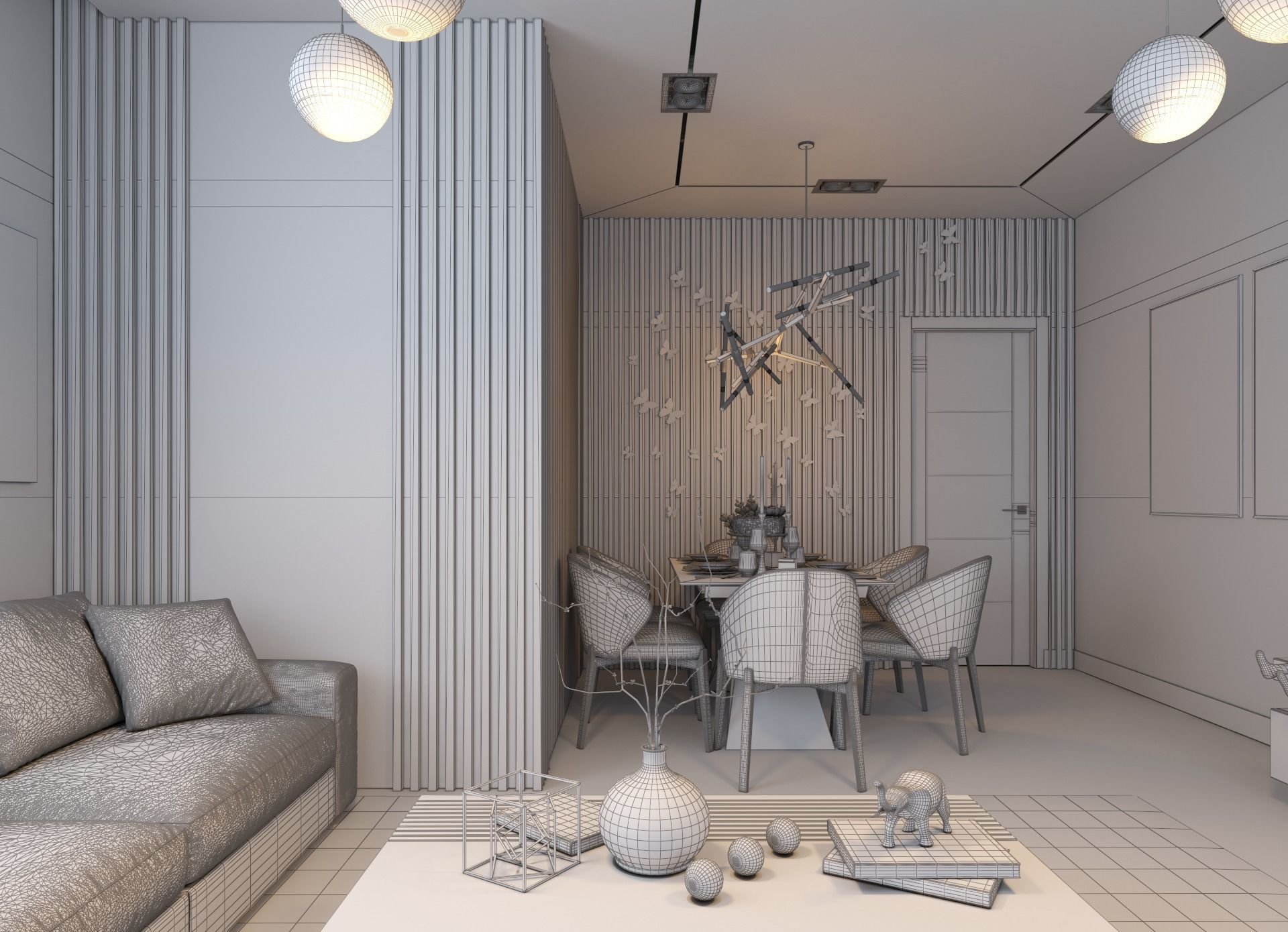 living room Modern style Realistic interior design 3dsmax  vray  3D model_23