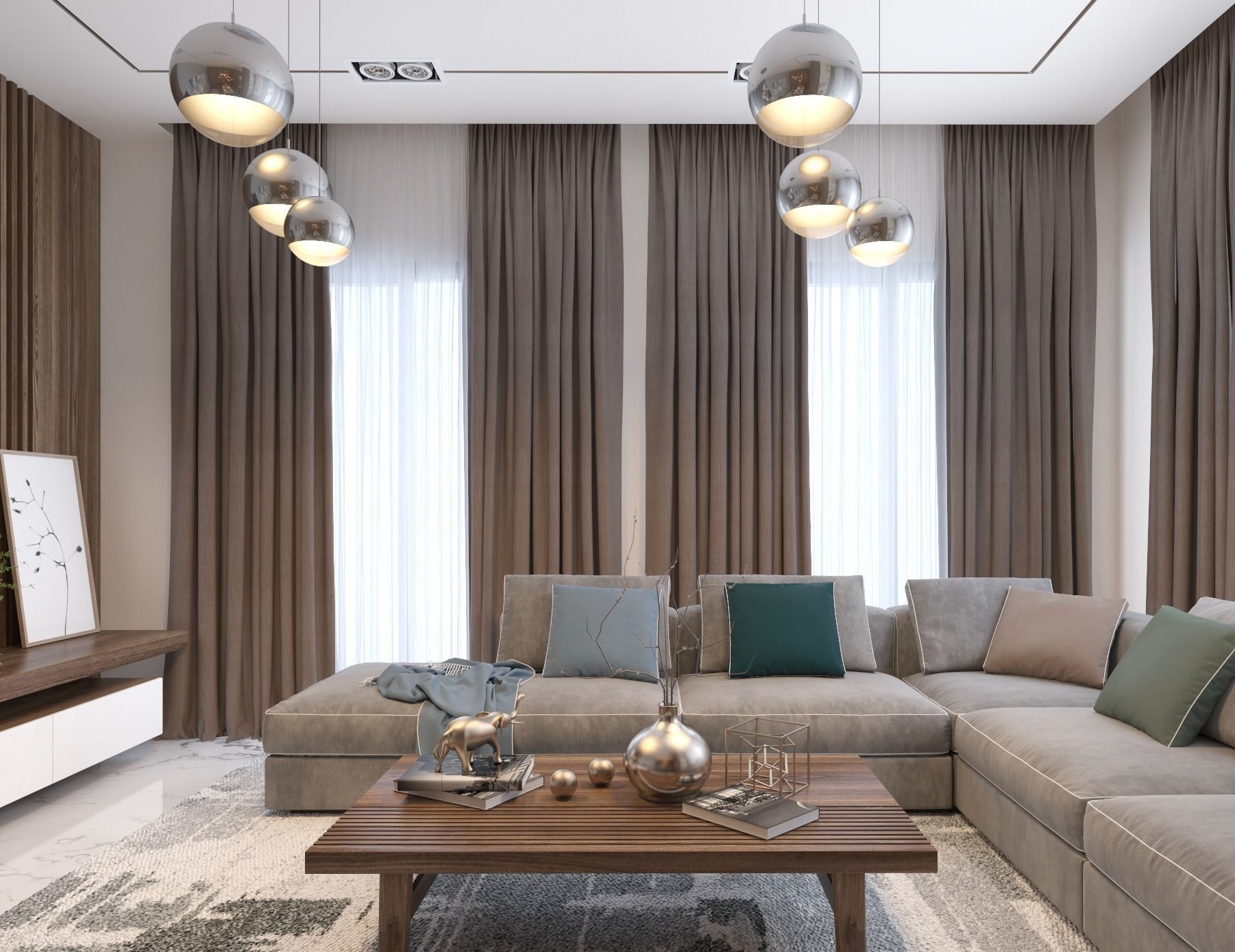 living room Modern style Realistic interior design 3dsmax  vray  3D model_6