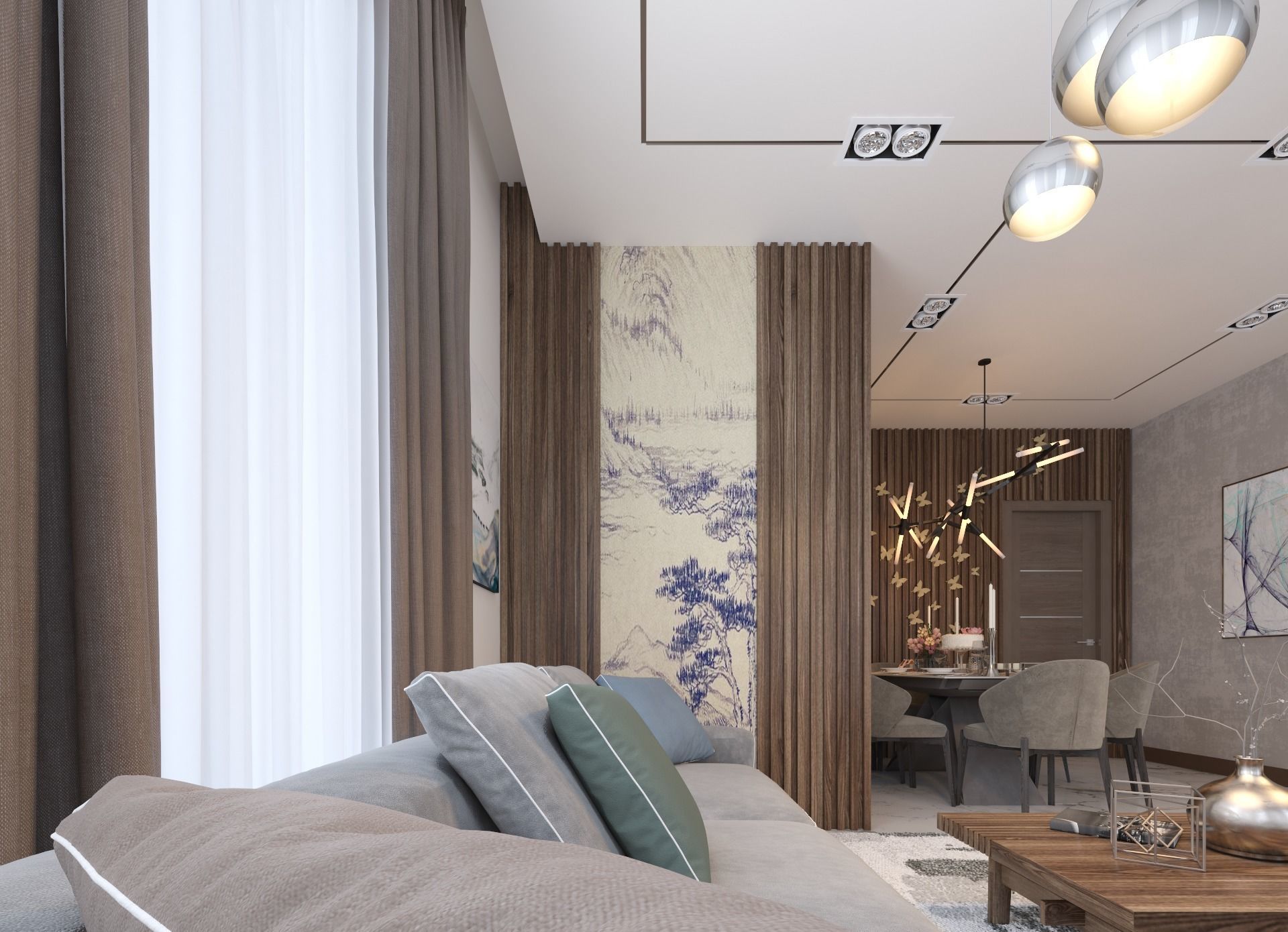 living room Modern style Realistic interior design 3dsmax  vray  3D model_8