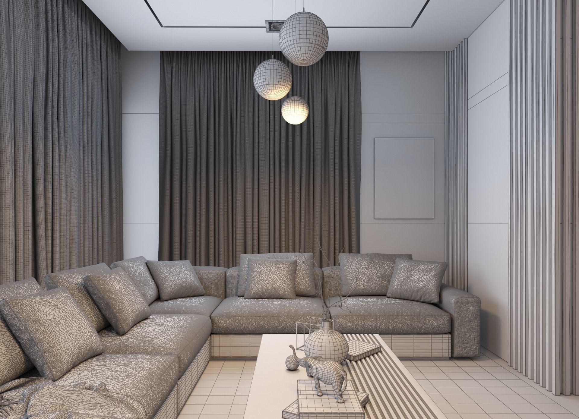 living room Modern style Realistic interior design 3dsmax  vray  3D model_27