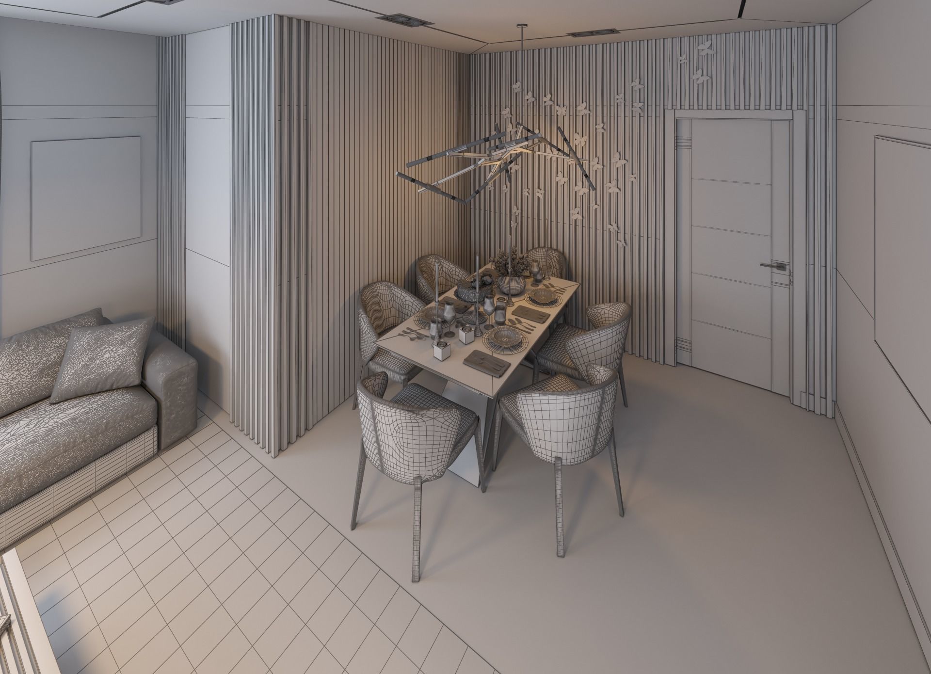 living room Modern style Realistic interior design 3dsmax  vray  3D model_24