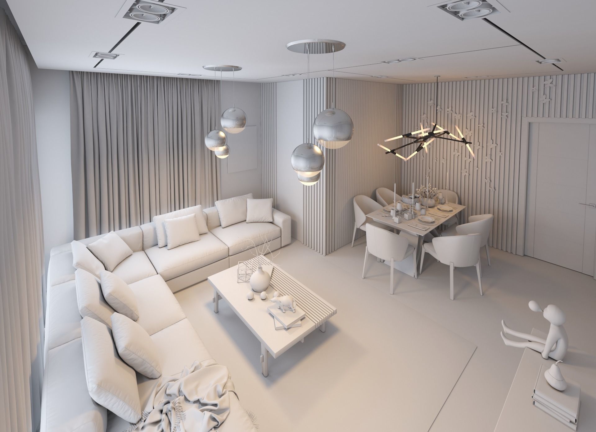 living room Modern style Realistic interior design 3dsmax  vray  3D model_12