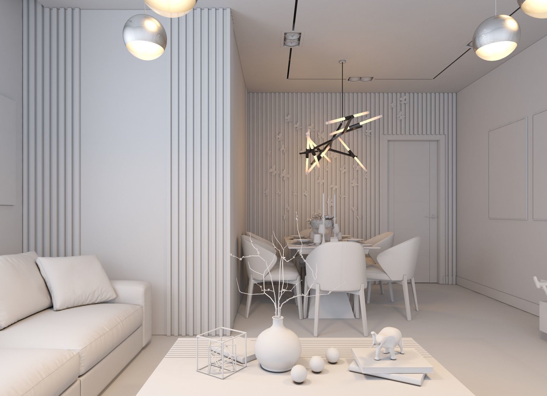 living room Modern style Realistic interior design 3dsmax  vray  3D model_18