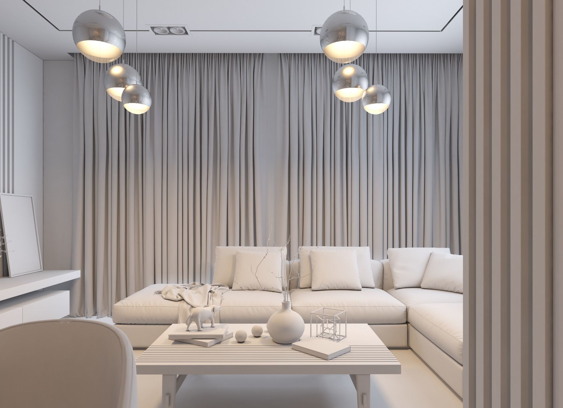 living room Modern style Realistic interior design 3dsmax  vray  3D model_16