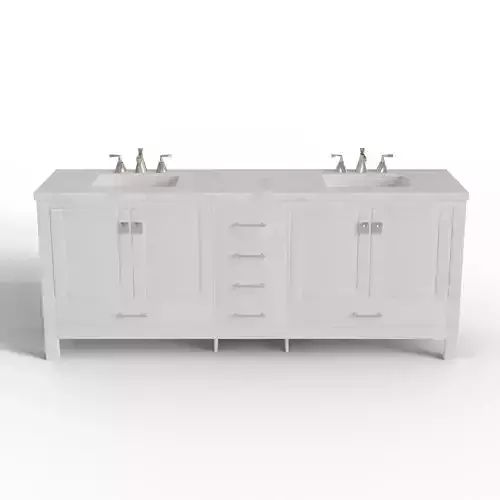 Eviva Aberdeen White Transitional Double Sink Bathroom Vanity 3D model