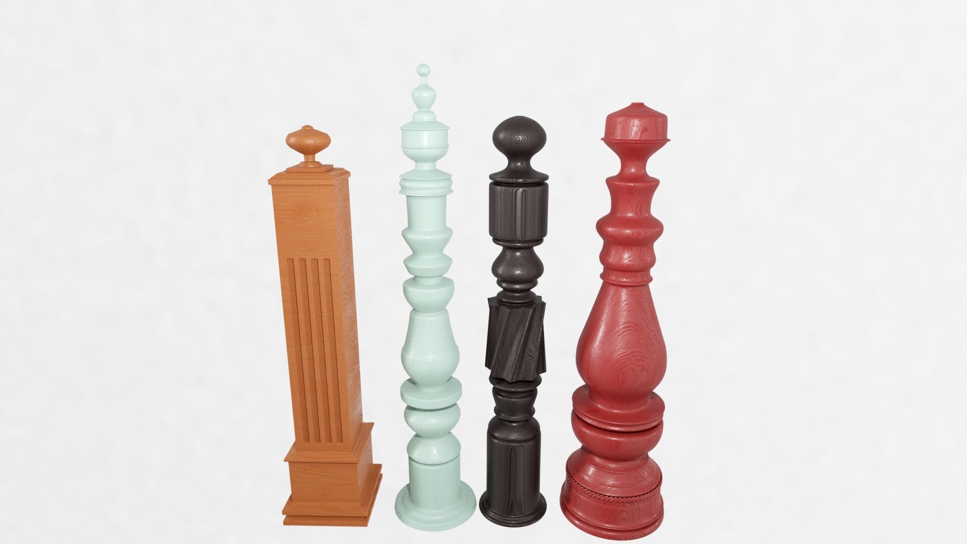 wooden stair post Free 3D model_2