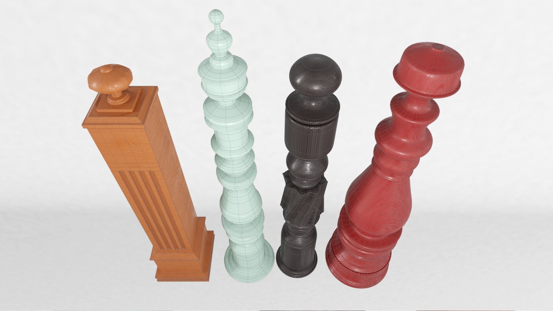 wooden stair post Free 3D model_5