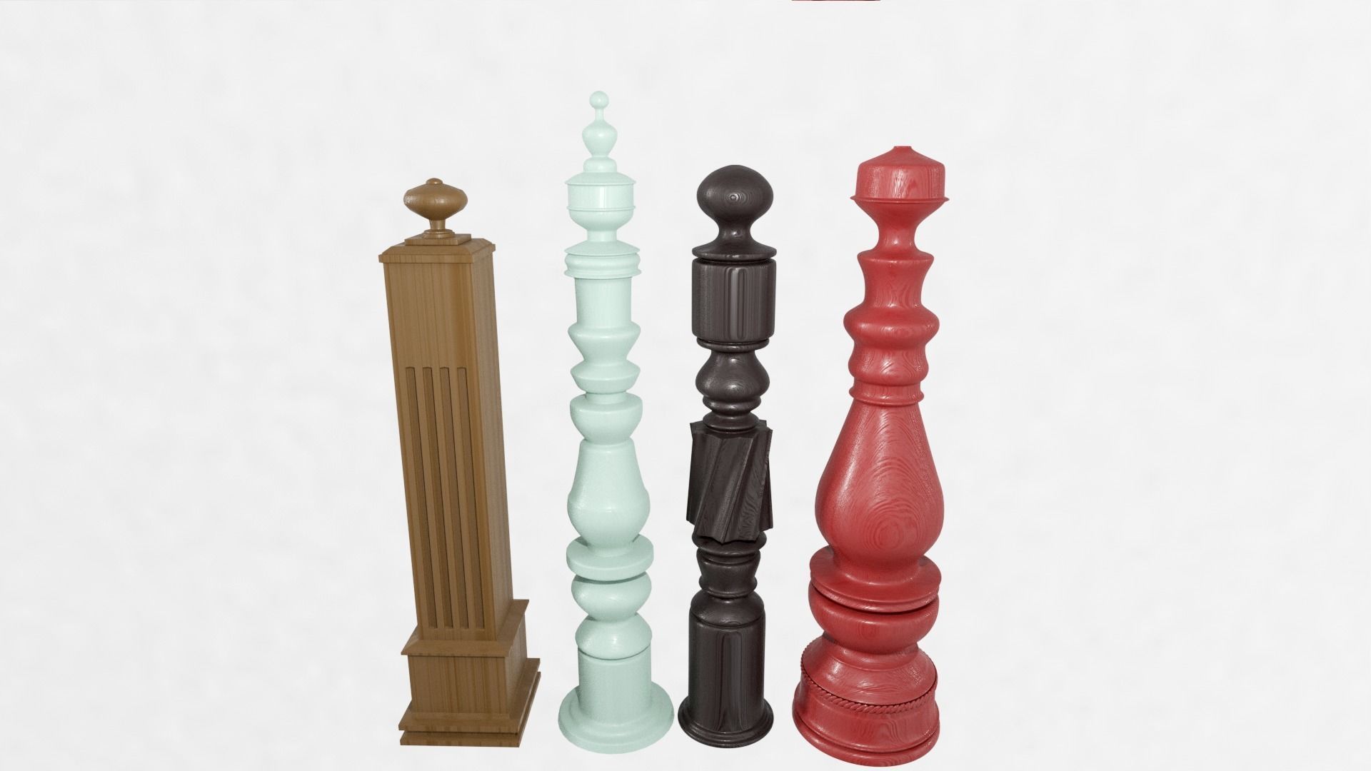 wooden stair post Free 3D model_1