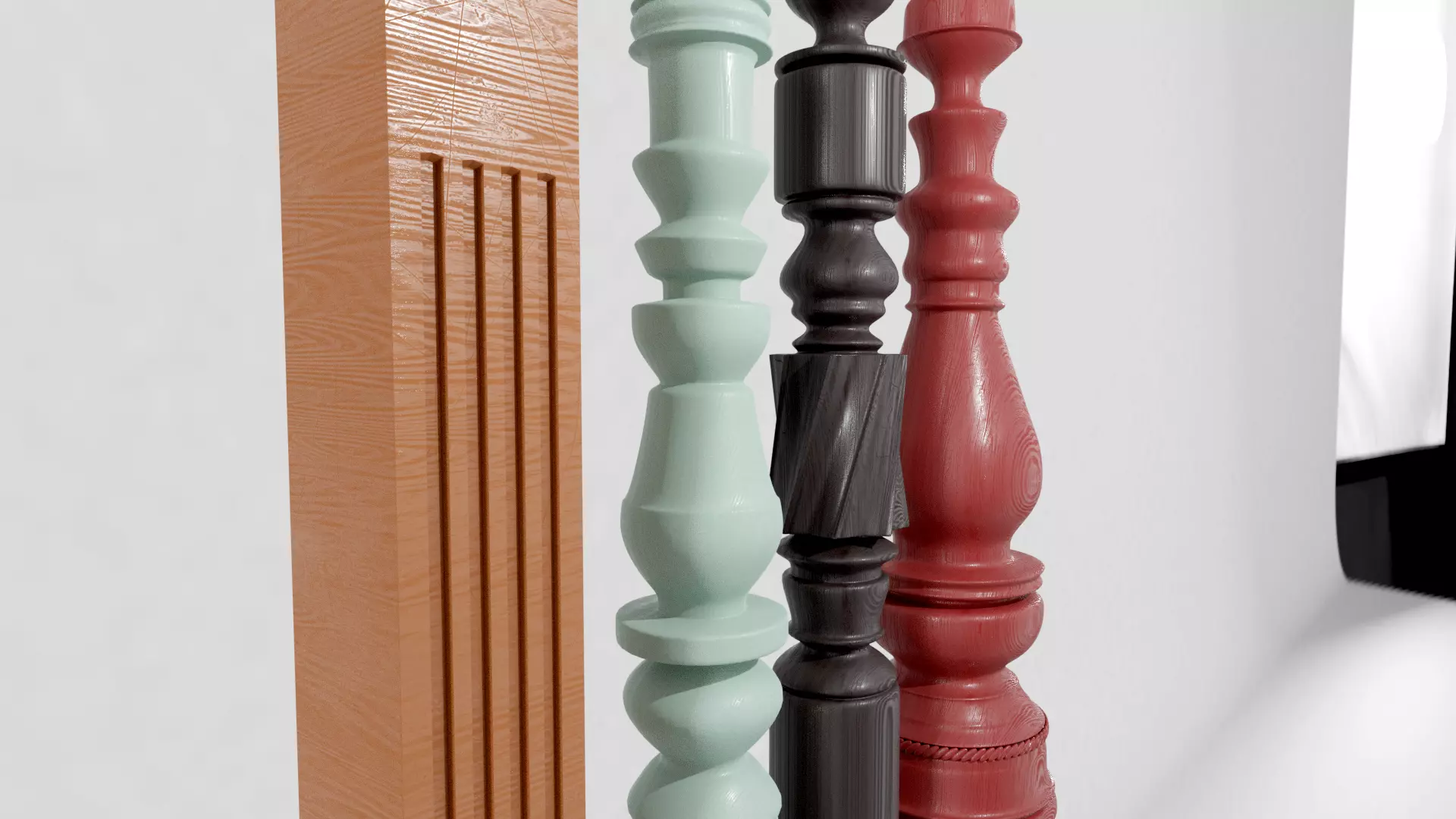 wooden stair post Free 3D model_0