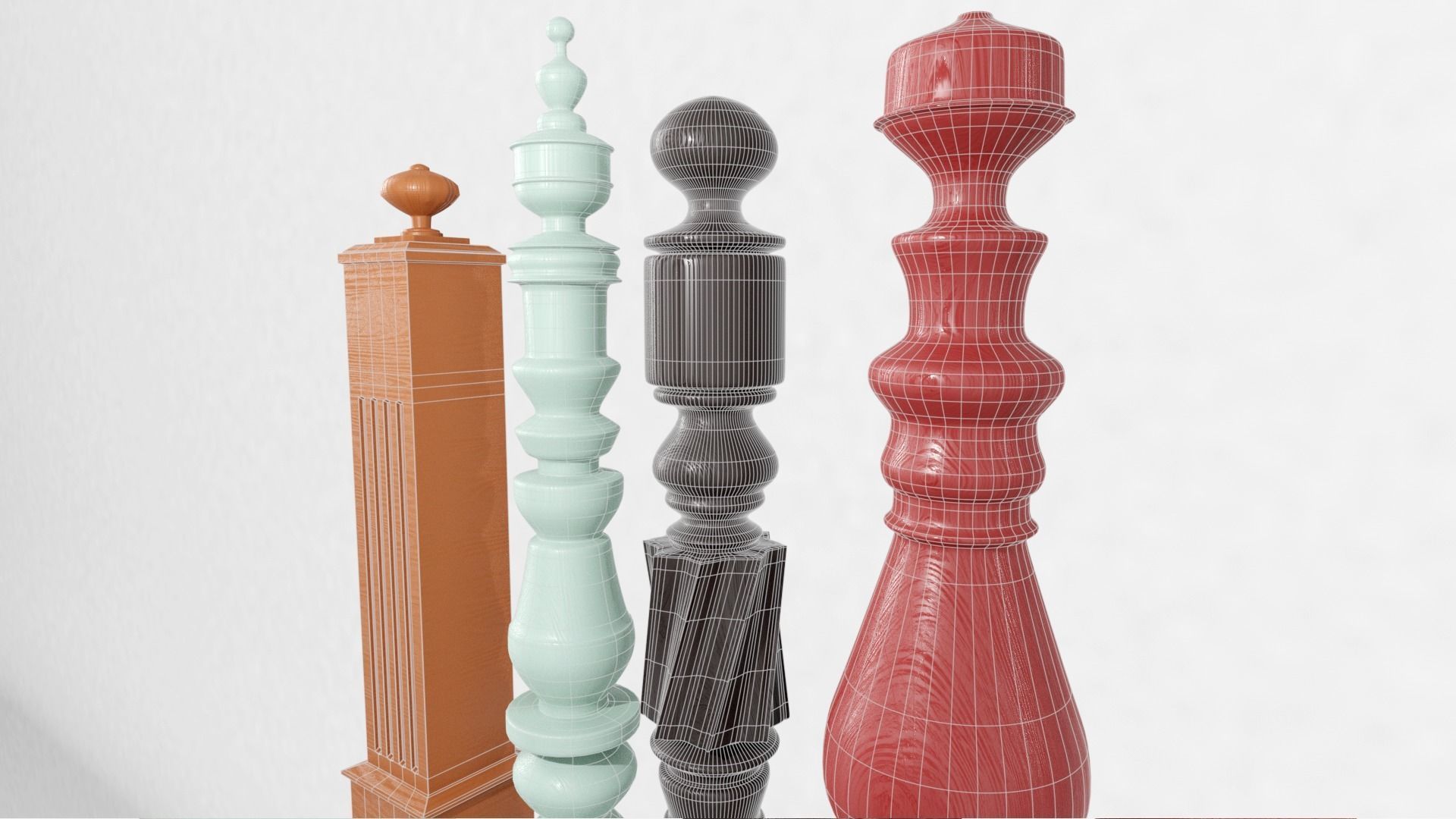 wooden stair post Free 3D model_4