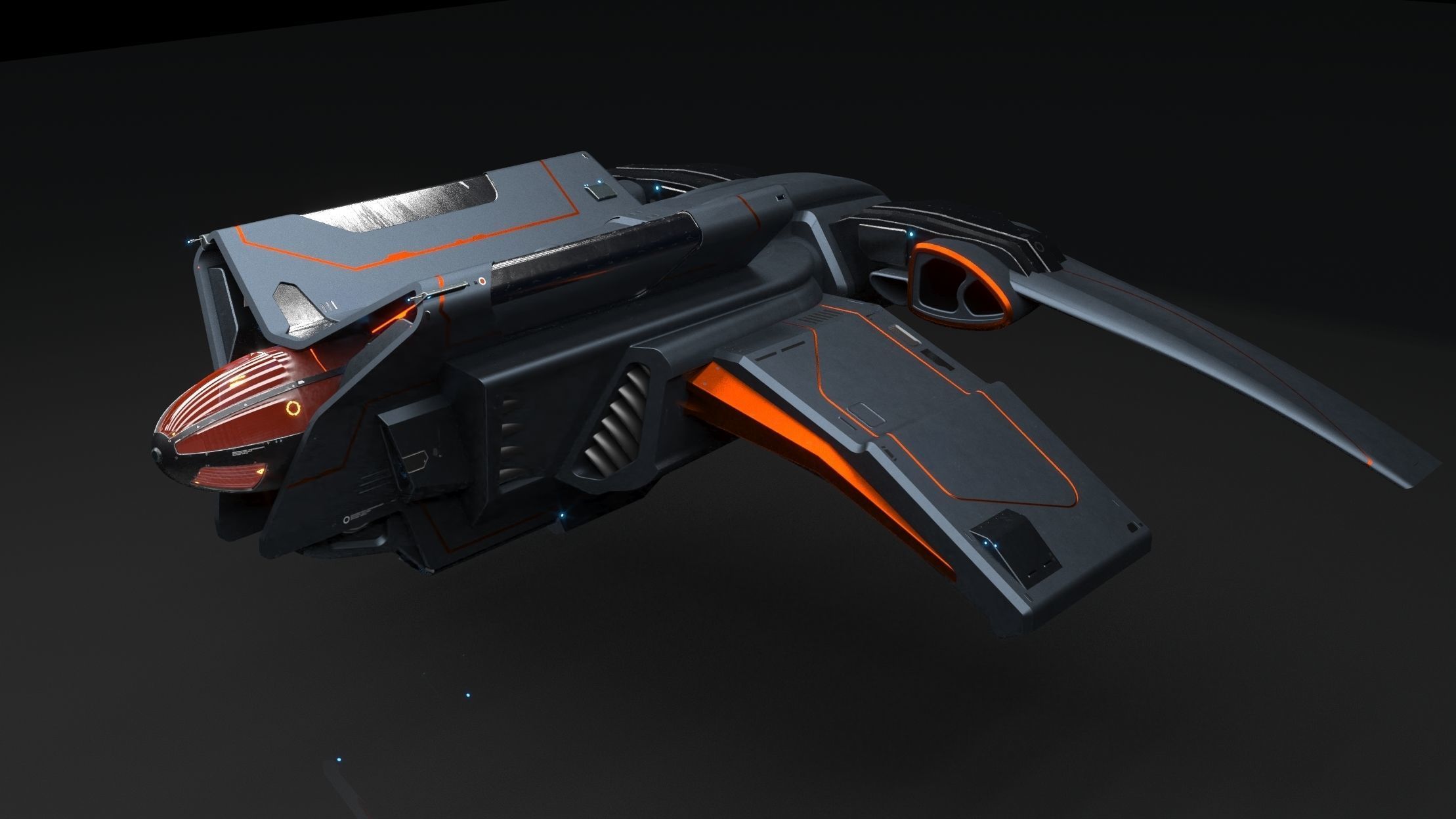 large light speed for long distance space jumping space shuttle 3D model_4