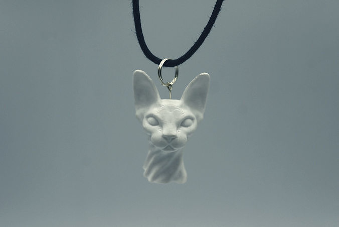 Sphynx Cat Bust-Necklace 3D Print 3D print model