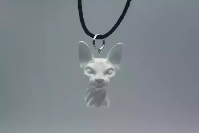 Sphynx Cat Bust-Necklace 3D Print