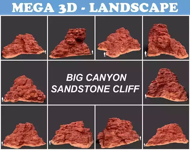 Low poly Big Canyon Sandstone Cliff Collection 210323