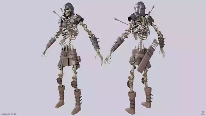 Undead archer Low-poly 3D model